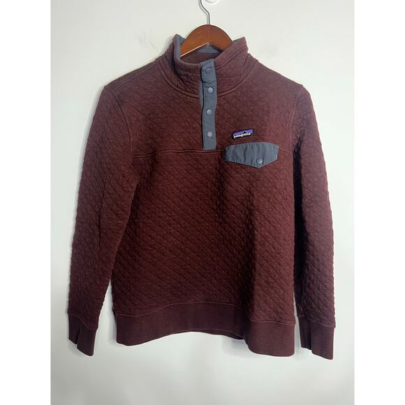 Women's Organic Cotton Quilt Snap-T® Pullover Red and Navy Size Small - Picture 2 of 6